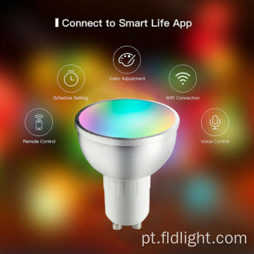 Lâmpada LED Wi-Fi inteligente sem fio ajustável GU10 5W